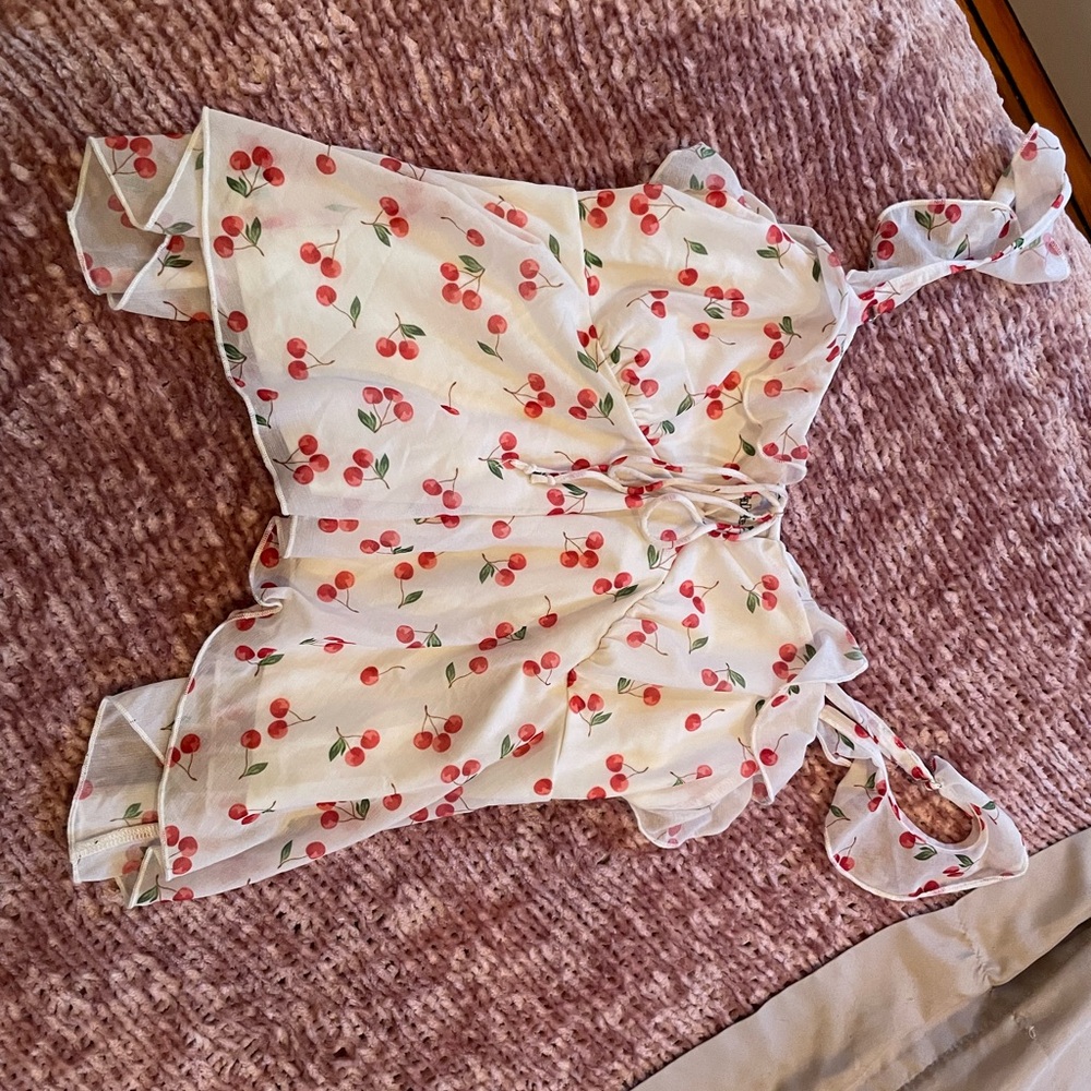 Wild Fable White Dress with Cherry Print